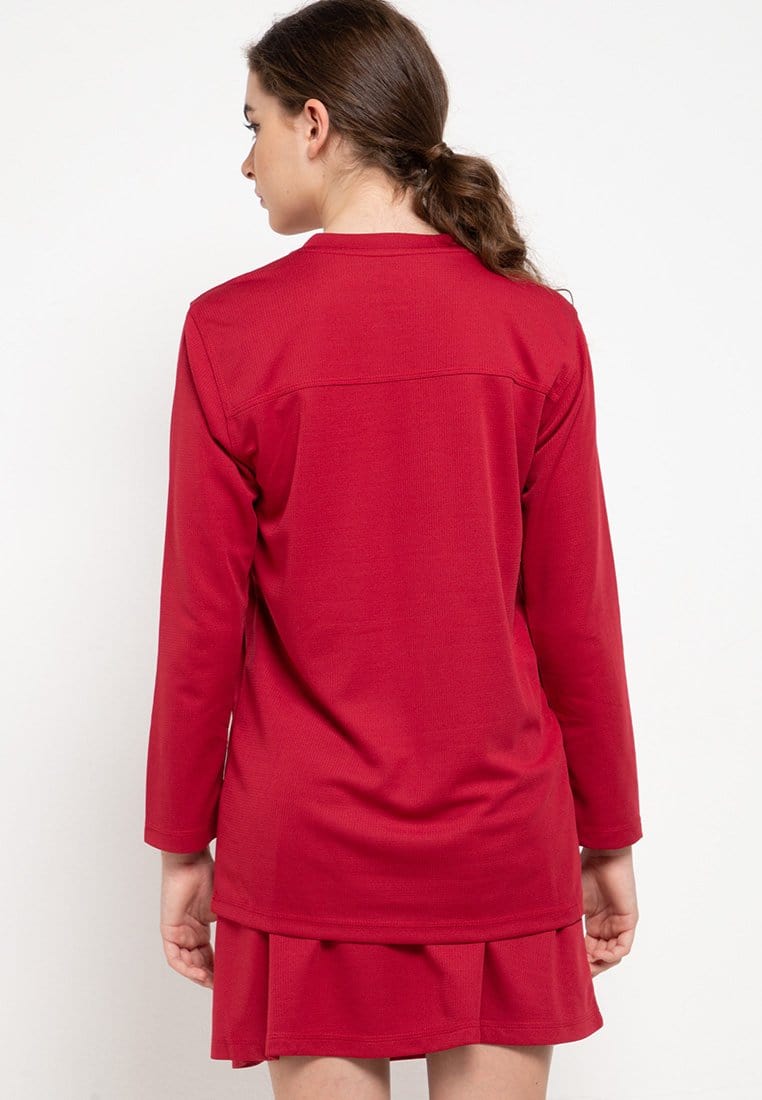 Td Active LS010 l-s Raglan Merah Ati Kaos Olahraga Wanita