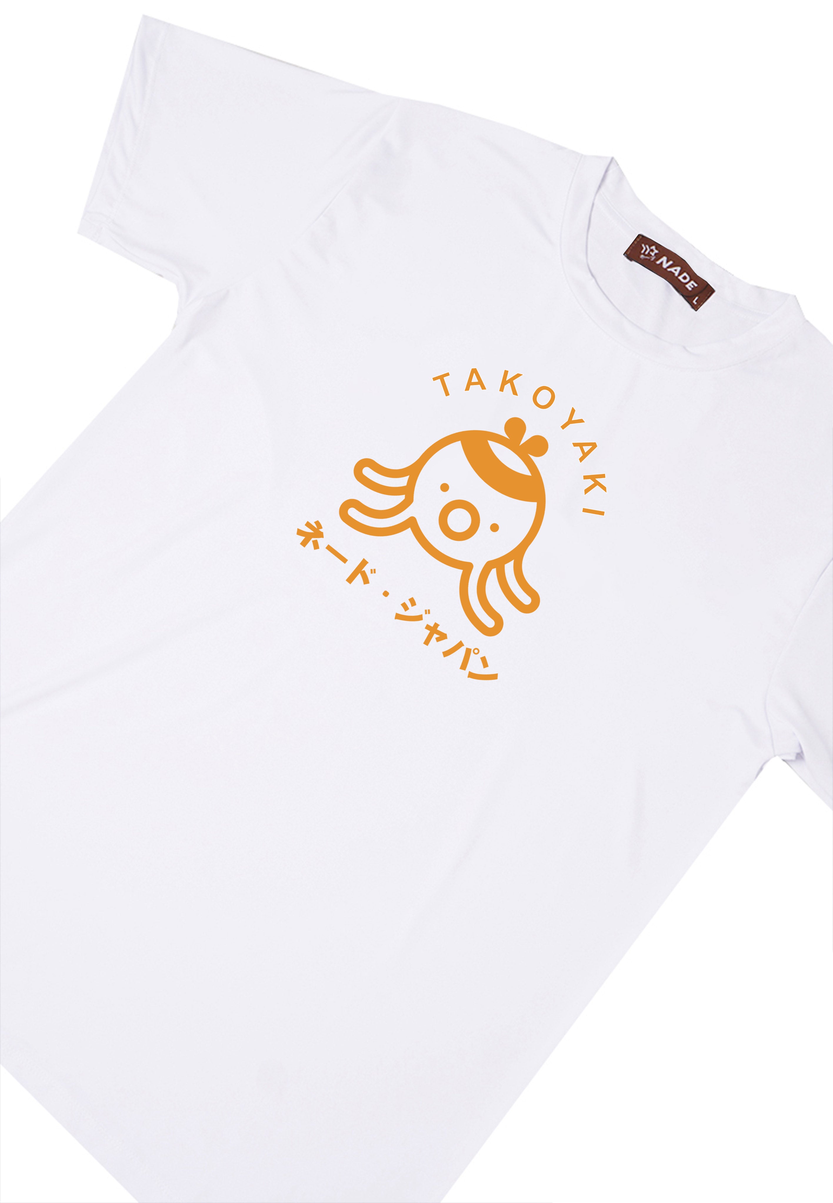 NTD35 kaos slim fit anti kusut drifit stretch "takoyaki" putih