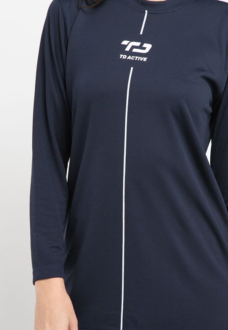 Td Active LS041 Sport mls raglan kaos olahraga wanita navy