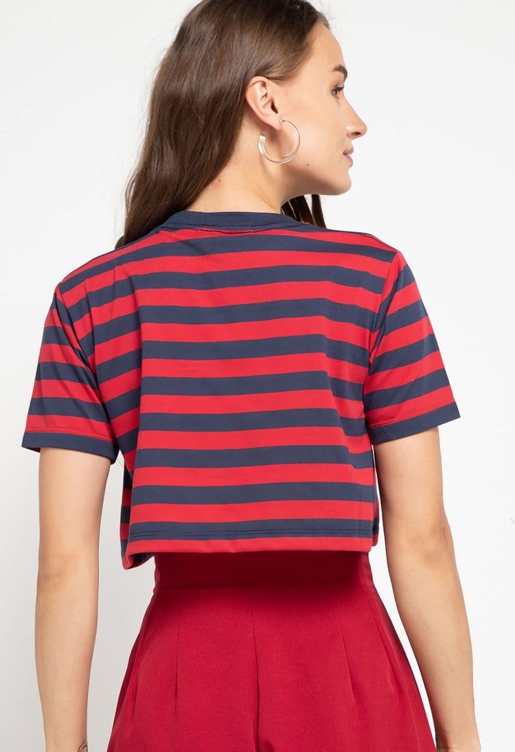 Td Friends LTD49 thirdday CL Crop Loose stripe black red hazi genius dakir kaos casual wanita