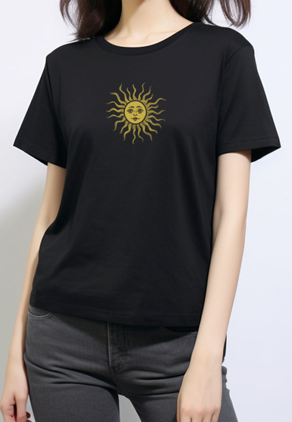LTF25 kaos t shirt wanita casual slim fit "golden sun" hitam