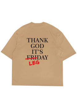 MTP86 kaos oversize gym bahan tebal scuba pria "thank god it's leg day" khaki