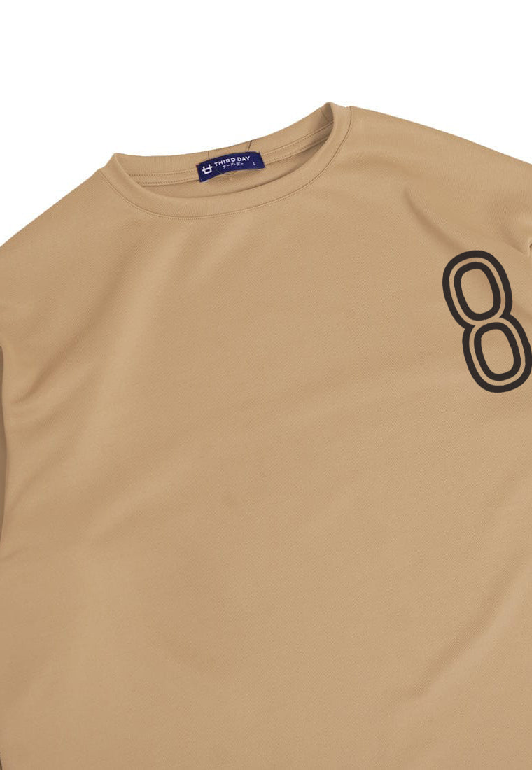 MTQ51 kaos oversize bahan tebal coklat muda scuba pria distro "8" khaki