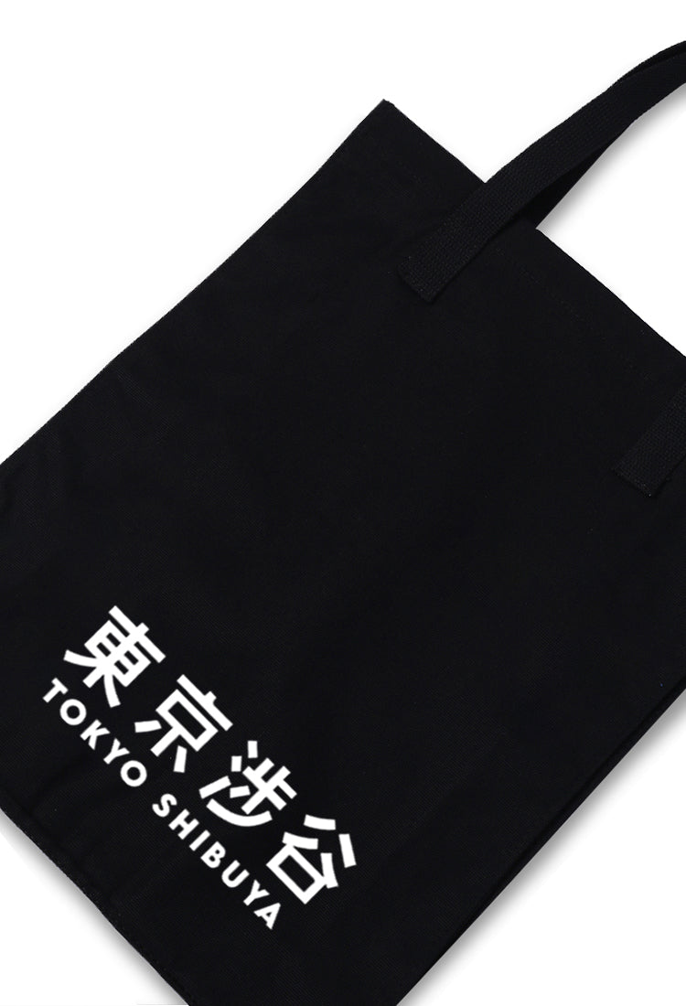 AMD02 totebag aesthetic kanvas pria wanita hitam black "tokyo shibuya"