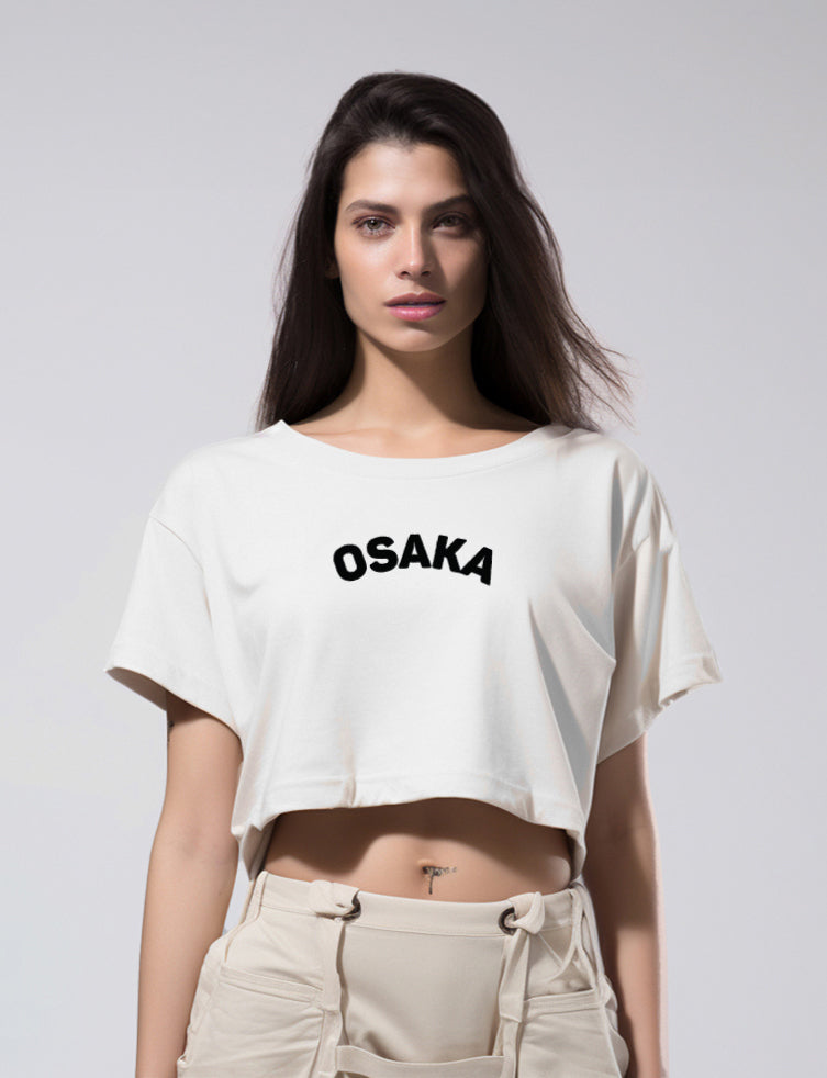 LTE89 kaos crop top oversize OLC wanita tulisan simpel 