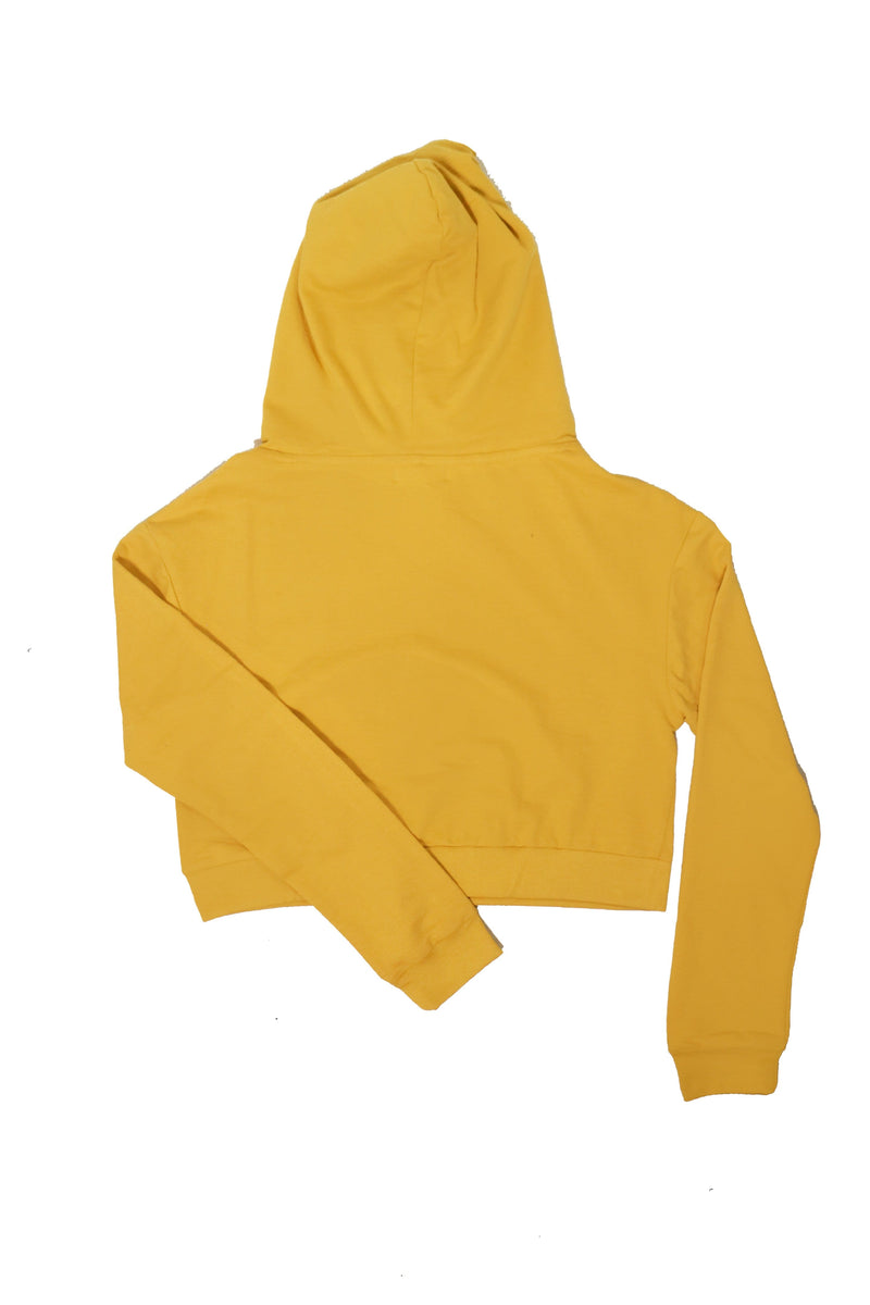 LMP024 Pbch crop hoodie logo mustard