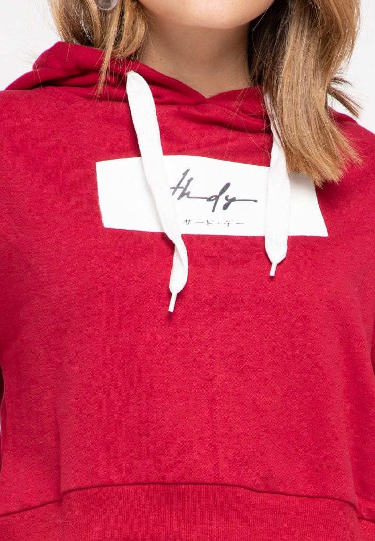 LMP009 pbch crop hoodie thdy sign rectangle maroon