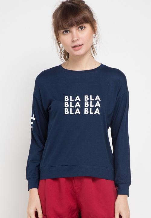 Third Day LTB19D LV bla bla logo arm T-shirt Navy