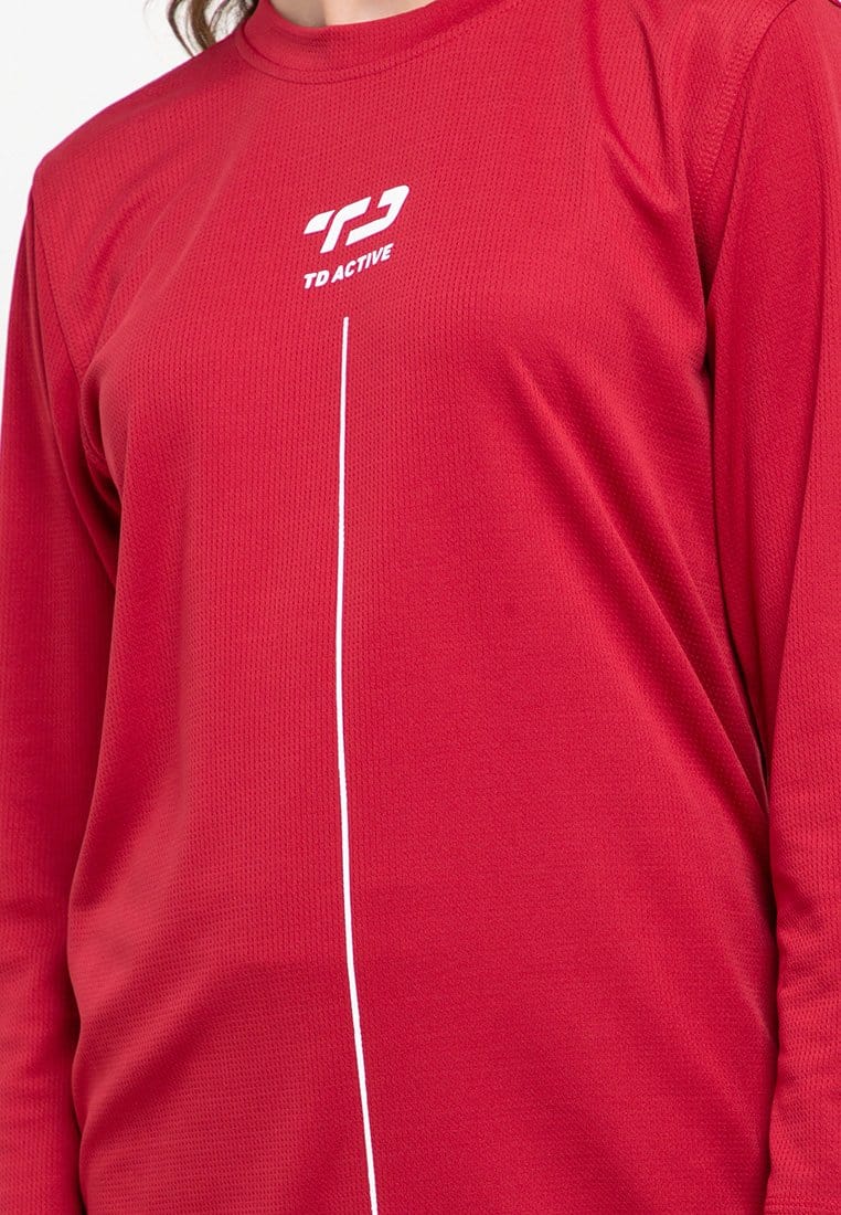 Td Active LS010 l-s Raglan Merah Ati Kaos Olahraga Wanita