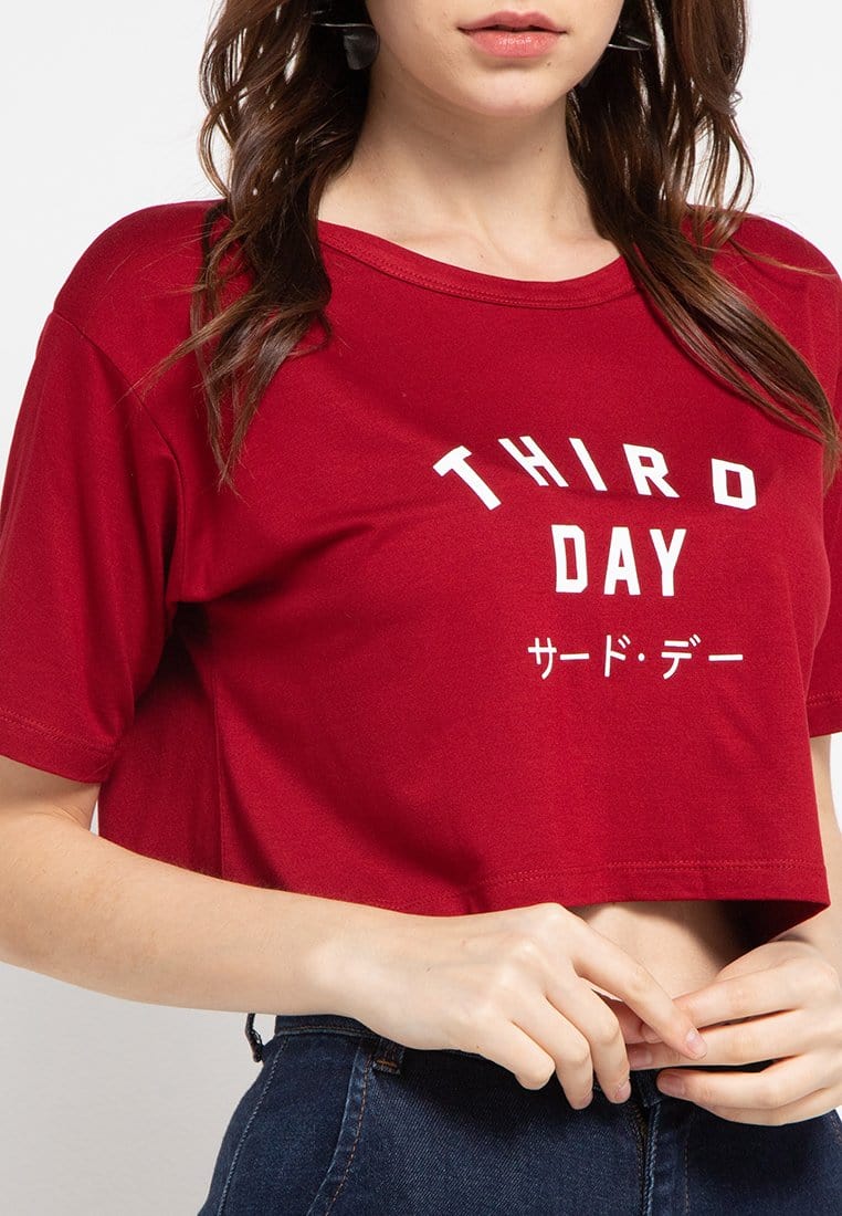 Third Day LTC80 Cl Crop Top Td Simple  Kaos Maroon