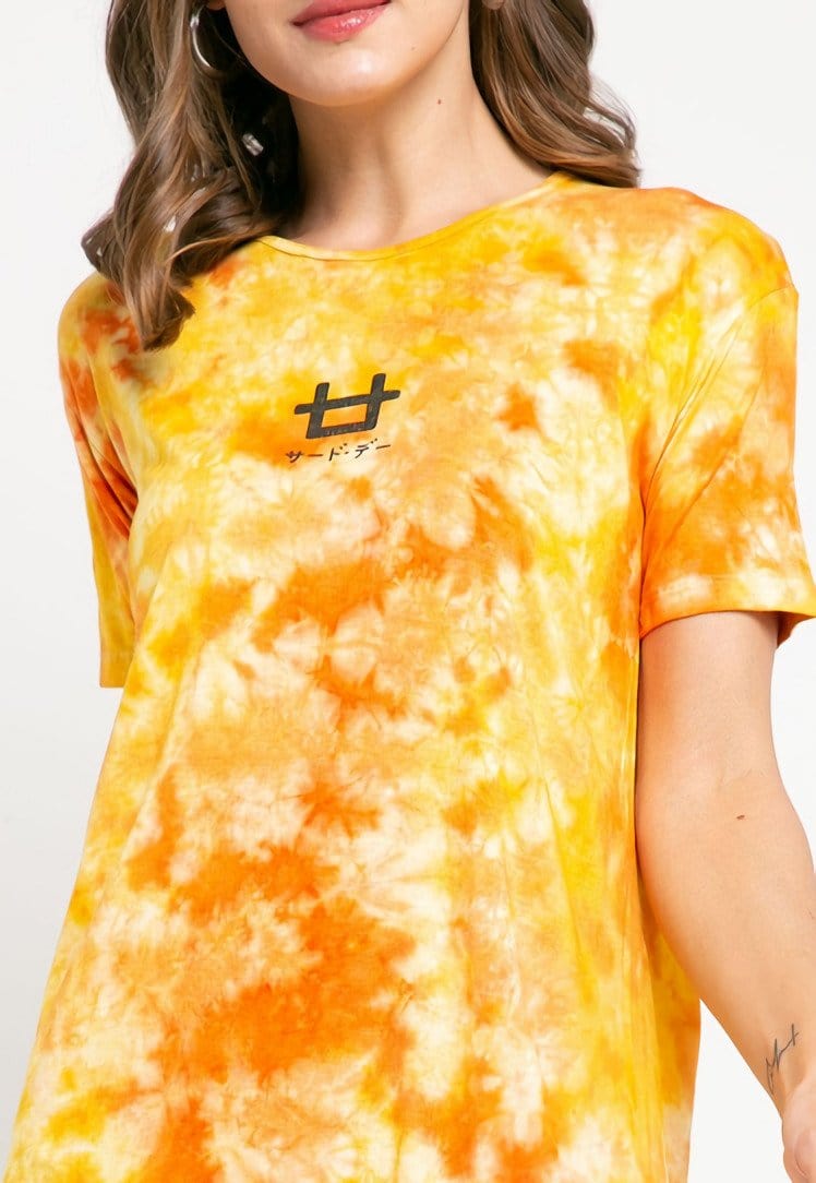 Third Day LTD28 Md Lds dress t-shirt loose tie dye yellow orange