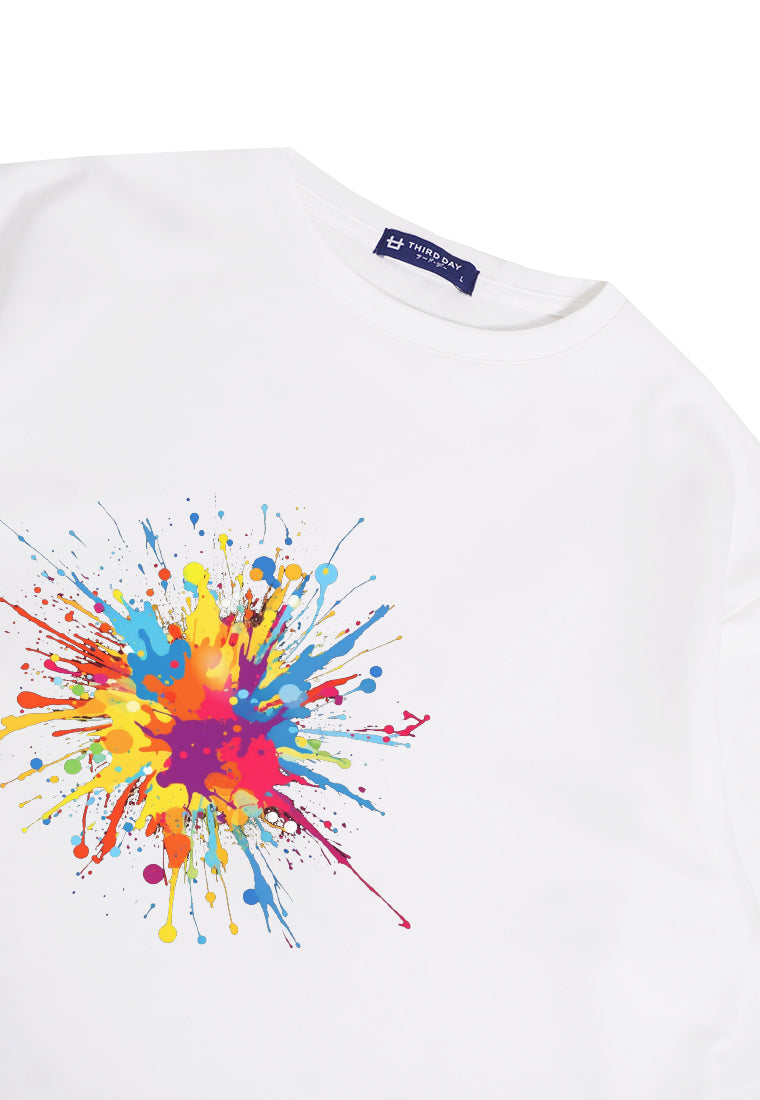 MTP82 kaos oversize art abstrak aesthetic bahan tebal scuba "colorful splat" putih