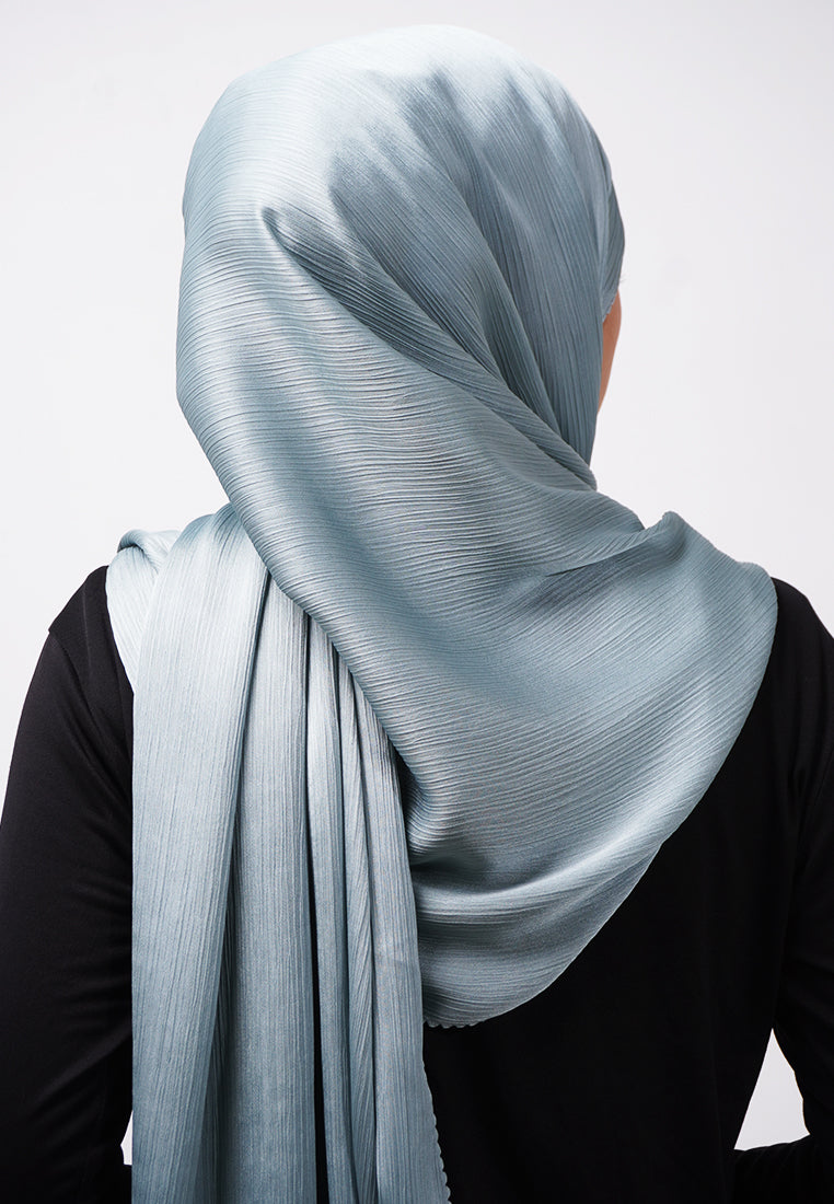 Daw Project DH083 Kerudung Pashmina Pasmina Phasmina Crinkle Satin Silk Premium Shawl Laser Cut Mint