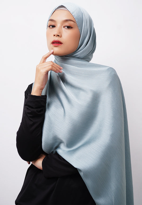 Daw Project DH083 Kerudung Pashmina Pasmina Phasmina Crinkle Satin Silk Premium Shawl Laser Cut Mint