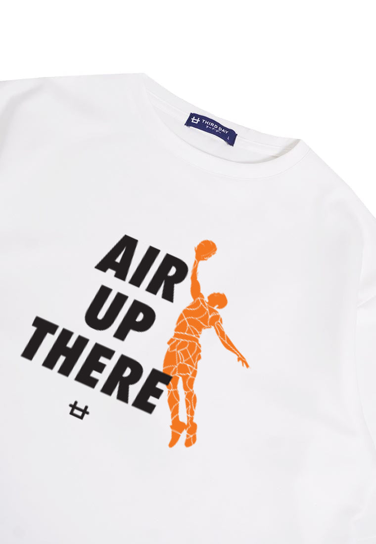 MTQ06 kaos basket basketball t shirt oversize bahan tebal scuba "air up there" putih