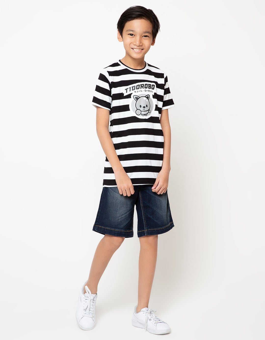 Td Kids BT153 kaos anak tido flying stripe hitam putih