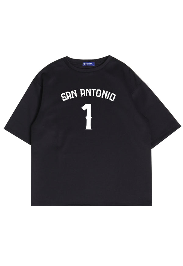 MTQ10 kaos baju basket basketball t shirt oversize bahan tebal scuba "san antonio 1" hitam