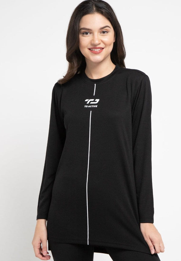 Td Active LS040 Sport mls raglan kaos olahraga wanita hitam