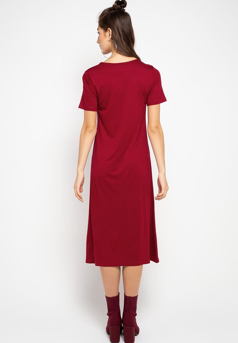 Third Day LTC49 xd dress happy katakana maroon dress midi