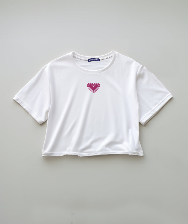 LTE91 kaos crop top oversize OLC wanita tulisan simpel "layered hearts" putih