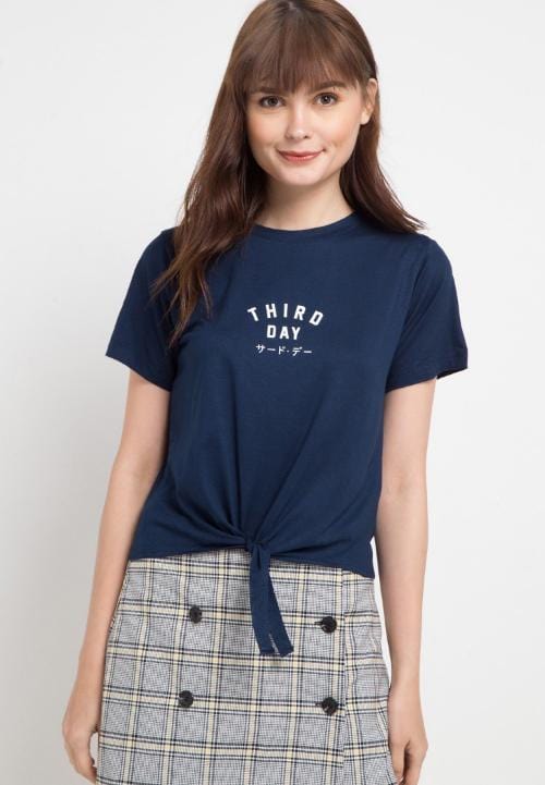 Third Day LTB14E CK crop knot tdsimple nv T-shirt Navy