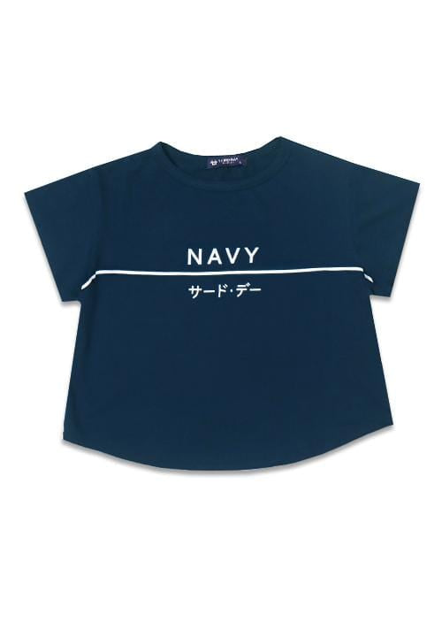 Third Day LTB27E crop blue line nv T-shirt Navy