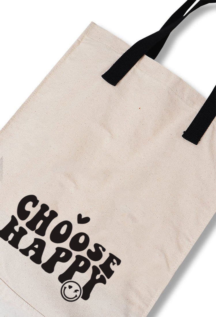 AMC92 totebag aesthetic pria wanita kanvas krem putih "choose happy"