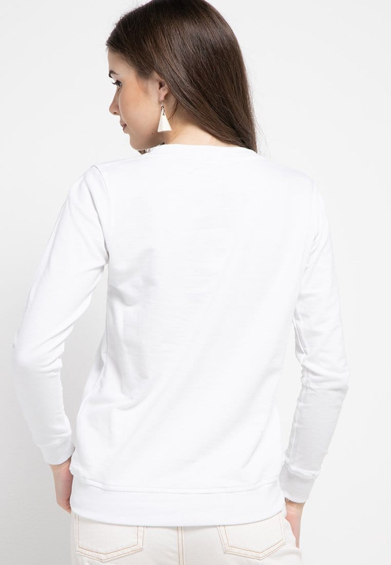 LO004 Third Day Thirdday sweater casual wanita dateng katakana putih