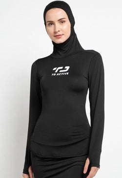Td Active LS056 Baju Renang Muslim Inner Hijab 2-in-1 Hitam