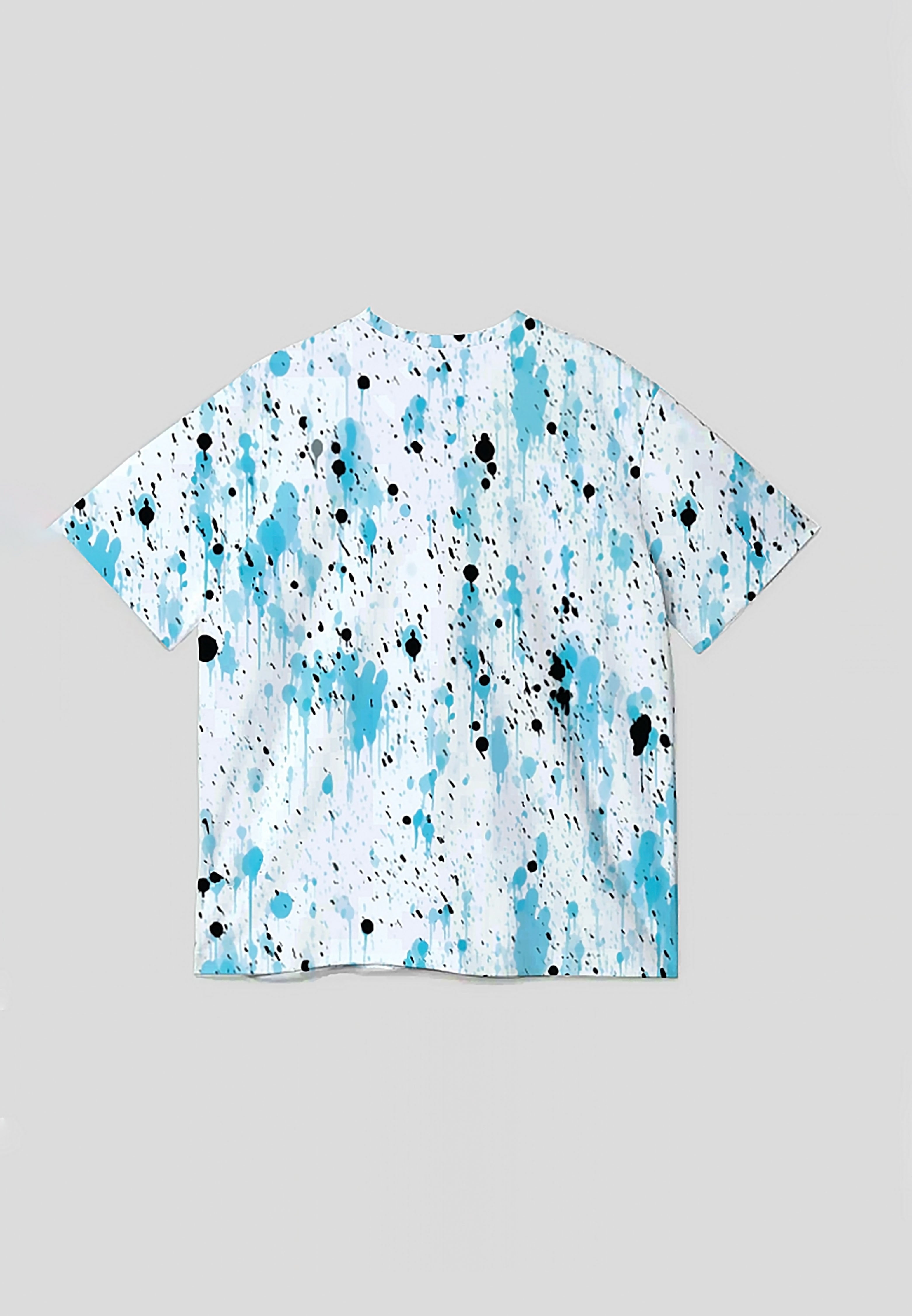 NX014 kaos oversize motif full pattern abstrak biru muda grunge full print