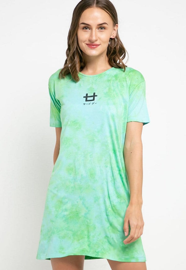 Third Day LTD33 Md Lds dress t-shirt tie dye green light blue