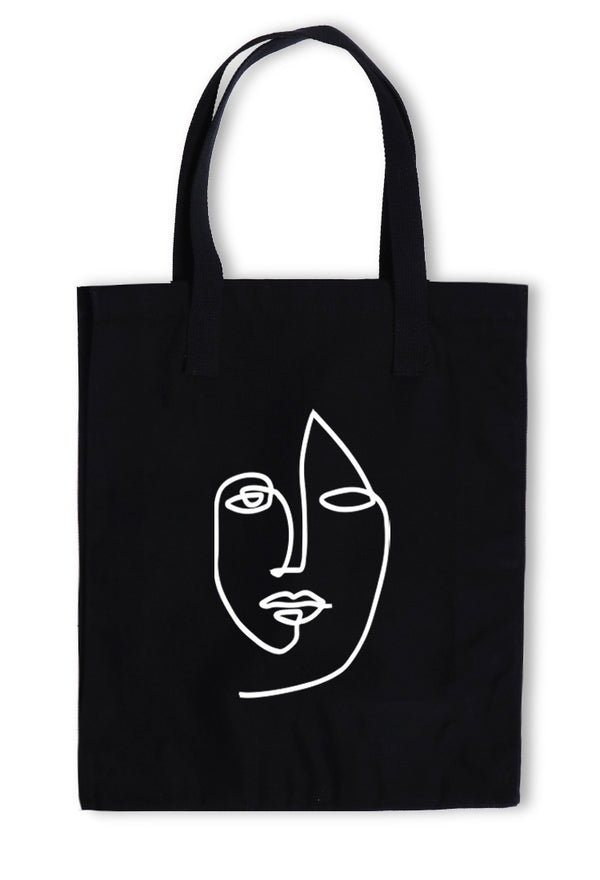 AMC77 totebag aesthetic kanvas pria wanita hitam black "art face"