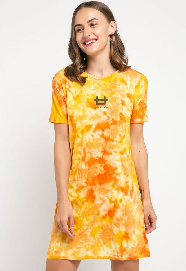 Third Day LTD28 Md Lds dress t-shirt loose tie dye yellow orange