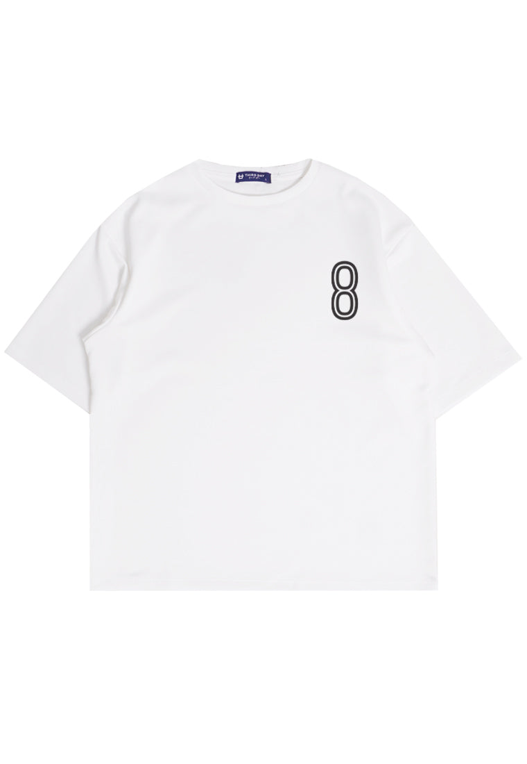 MTQ49 kaos oversize bahan tebal putih scuba pria distro "8" white putih