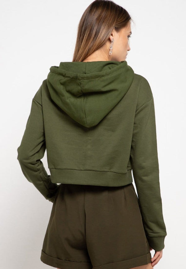 LMP013 pbch crop hoodie thrdysign rectagle green army