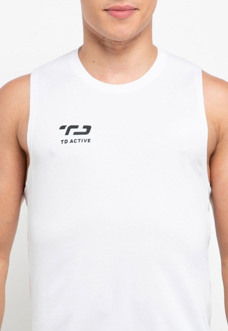 Td Active MS126 slvls Kutung Running Jersey Baju Lari Td Active Dakir Putih