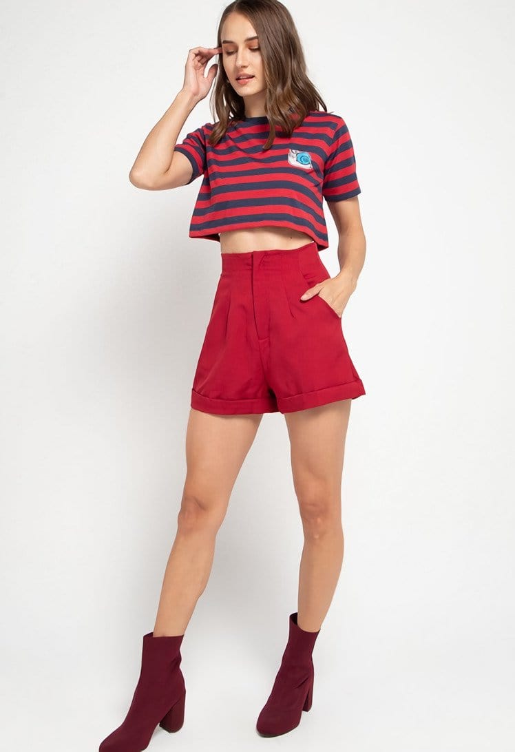 Td Friends LTD49 thirdday CL Crop Loose stripe black red hazi genius dakir kaos casual wanita