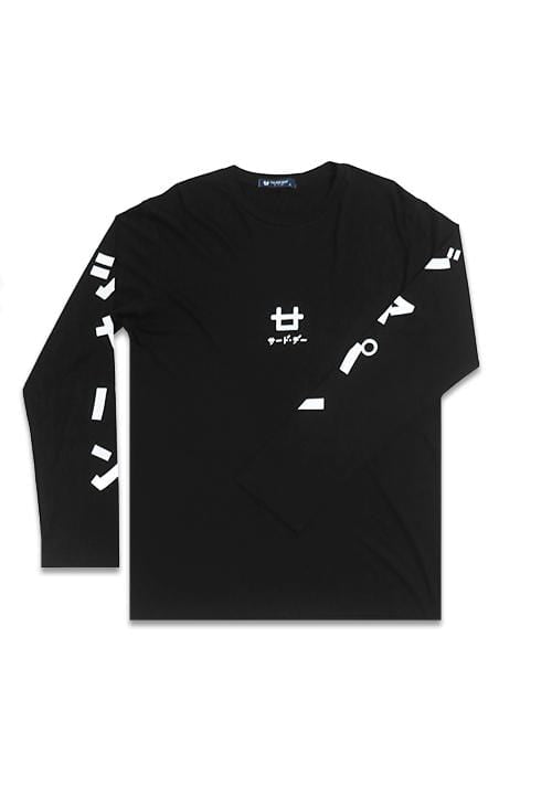 Third Day MTD14B l-s logo midchest japan arm blk T-shirt Hitam