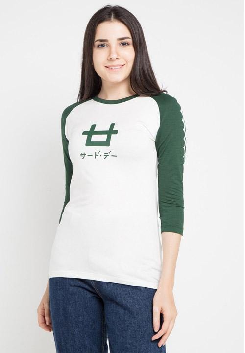 Third Day LT863Q 3/4 Lds Raglan Logo wh-green