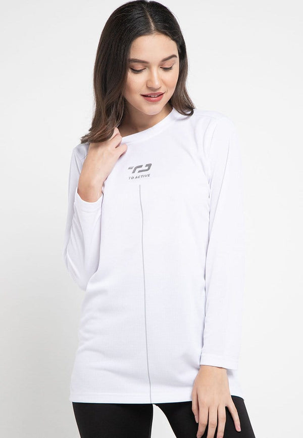 Td Active LS039 Sport Raglan Kaos Olahraga Wanita white