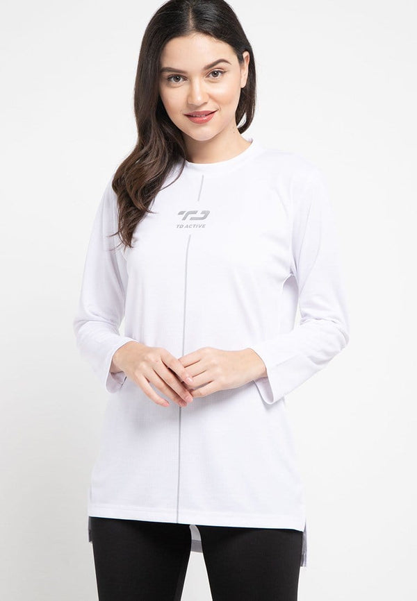 Td Active LS046 Sport mls raglan kaos olahraga wanita putih