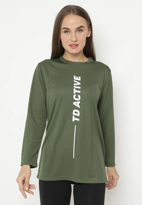 Td Active LS051 Sport ls raglan vert kaos olahraga wanita hijau TNI