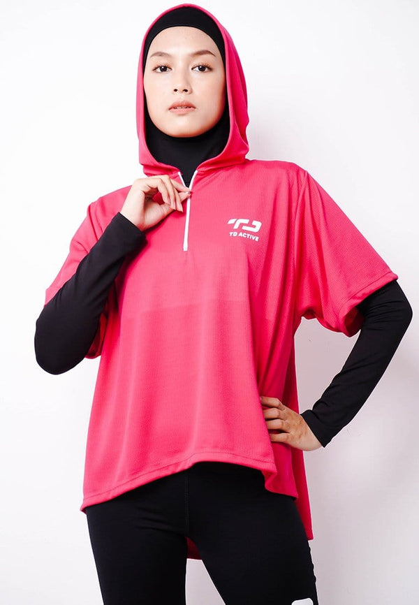 Td Active LSA60 Swagger Top With Hoodie Pink