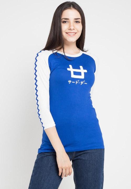 Third Day LT855Q 3/4 Lds Raglan Logo Blue White