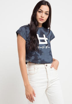 LT995U s-s lds crop tie dye logo grey