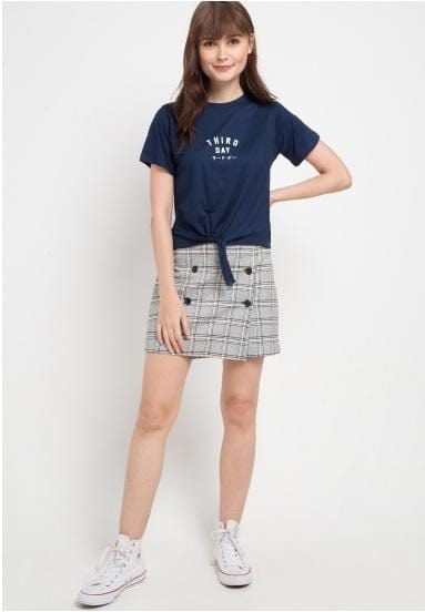 Third Day LTB14E CK crop knot tdsimple nv T-shirt Navy