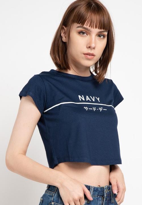 Third Day LTB27E crop blue line nv T-shirt Navy