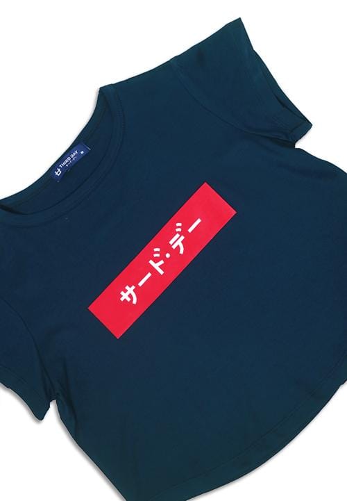 Third Day LTB29E Crop Red Box Katakana Navy