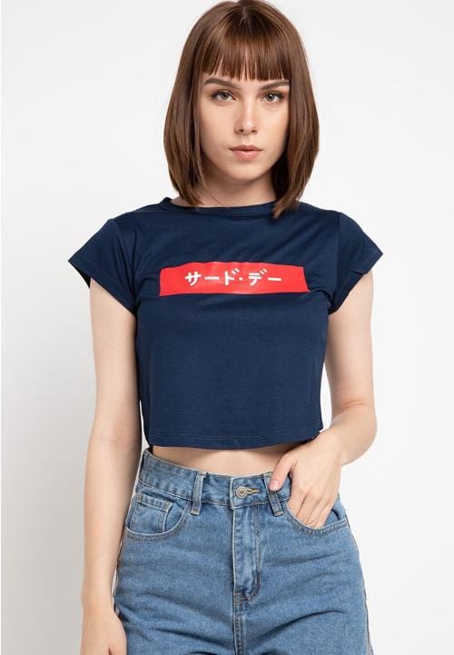 Third Day LTB29E Crop Red Box Katakana Navy