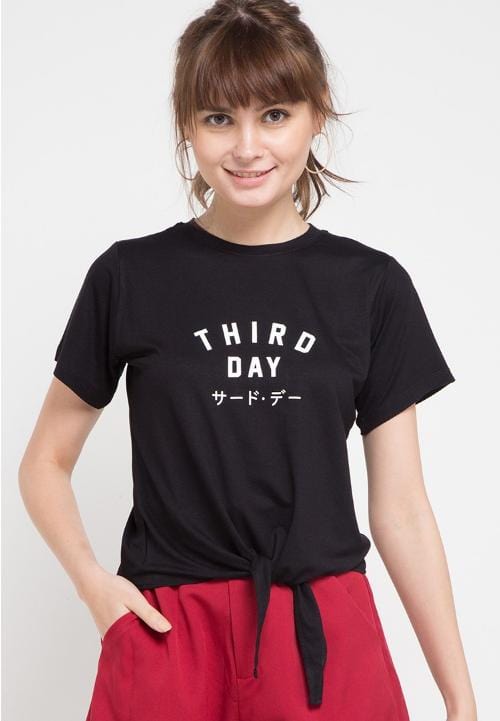 Third Day LTB31D crop CK td simple blk T-shirt Hitam